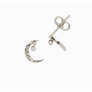 Diamond Crescent Moon Studs